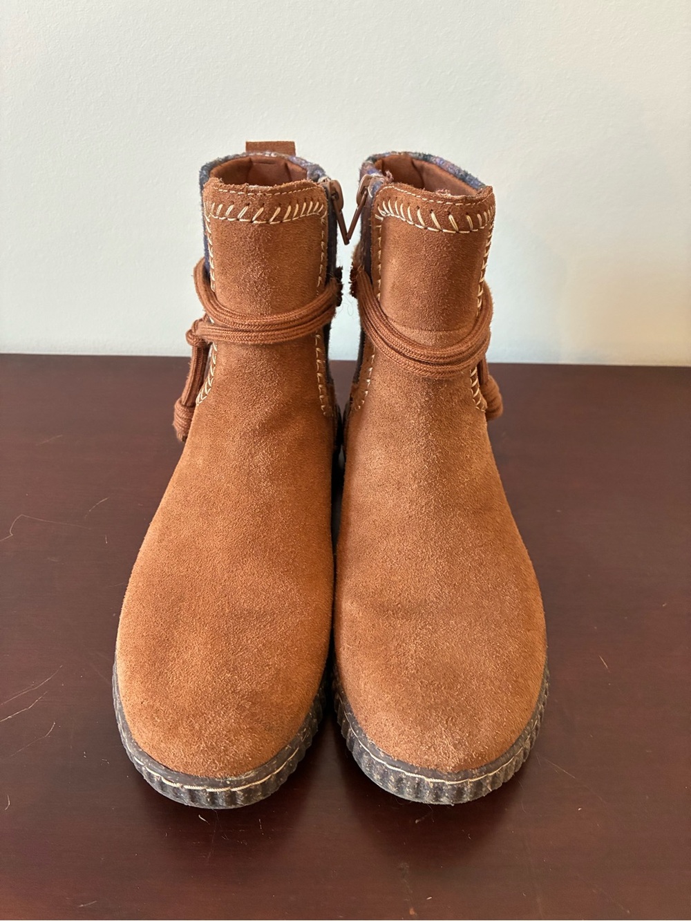 Clarks Brown Suede Southwestern Plaid Ankle Boots Women’s 6.5